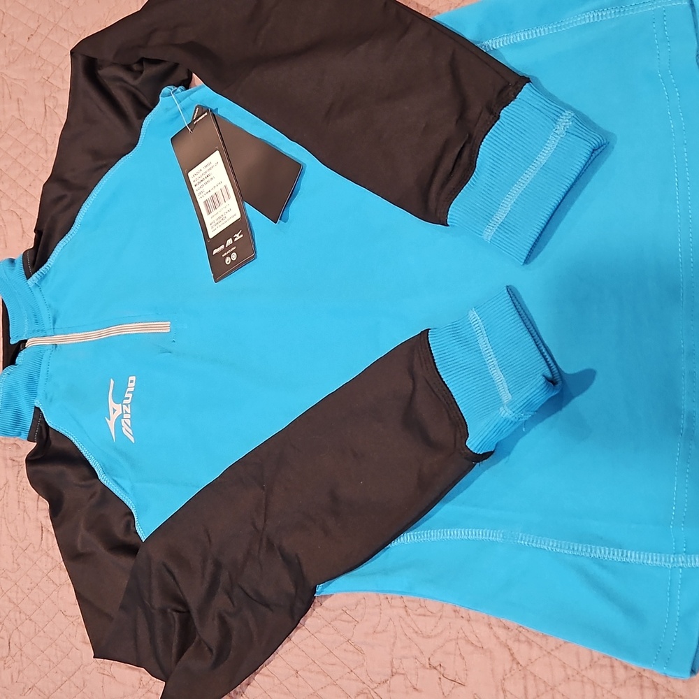 Mizuno Youth Elite Prime 1/2 Zip Jacket Blue Black Long Sleeve Athletic Top M